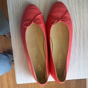 CHANEL Coral Ballet Flats